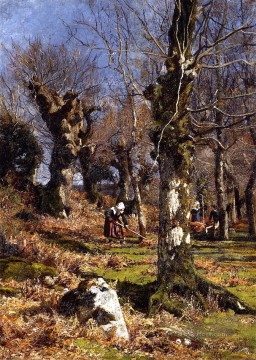  ones Art Painting - Gathering Leaves scenery Hugh Bolton Jones